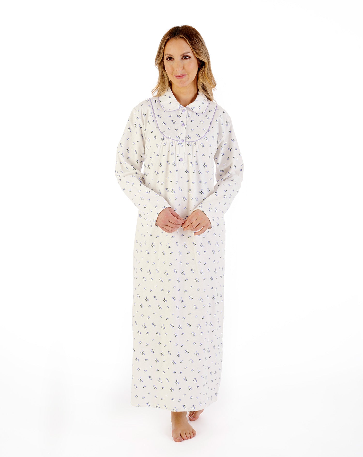 Floral Printed Luxury Flannel 51" Woven Nightdress ND08212