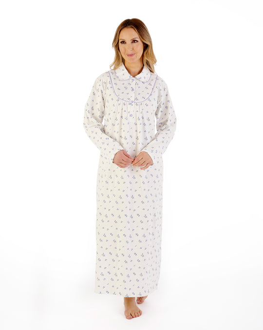 Floral Printed Luxury Flannel 51" Woven Nightdress ND08212