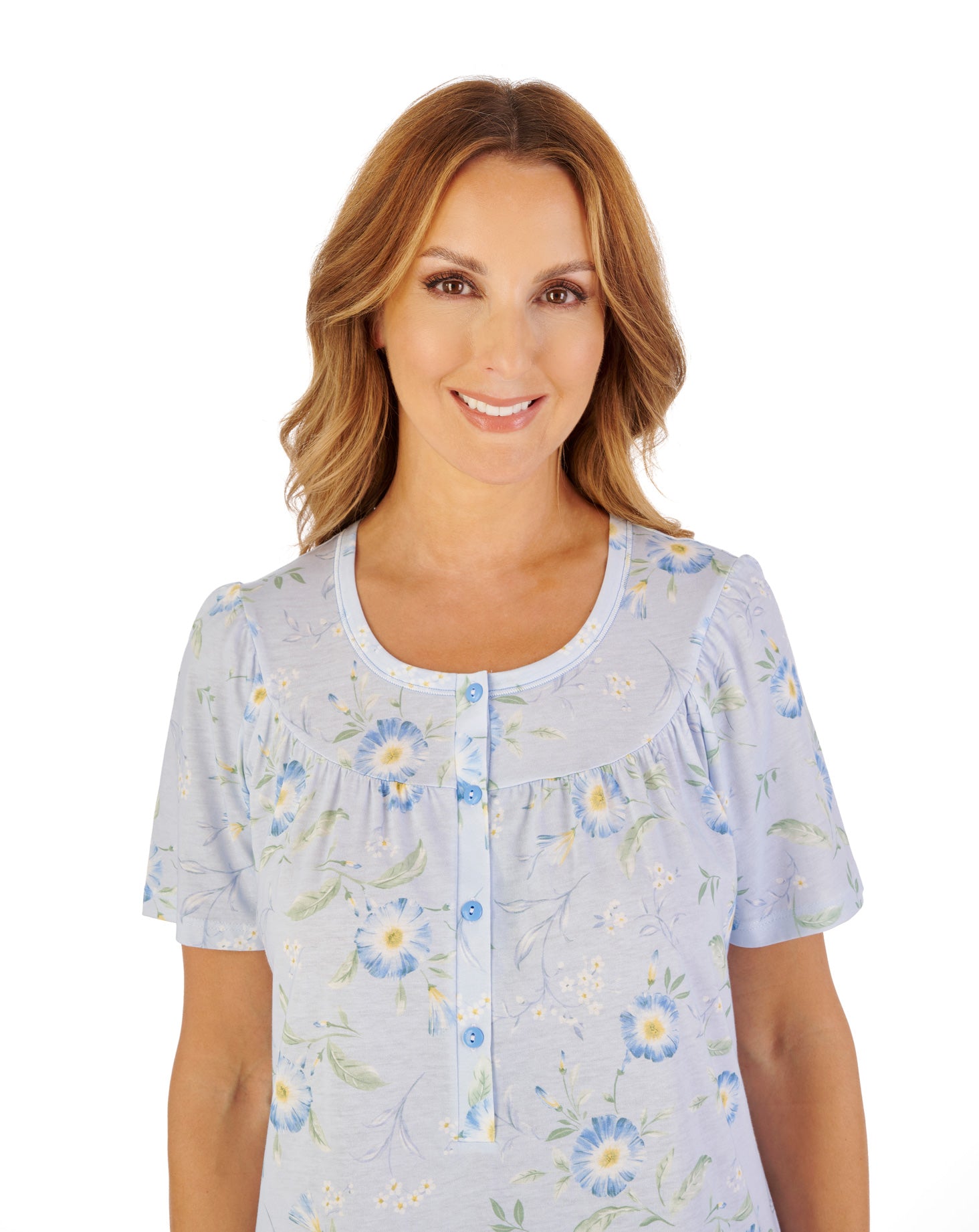 Blue Flower Print 43" Jersey Nightdress ND1111