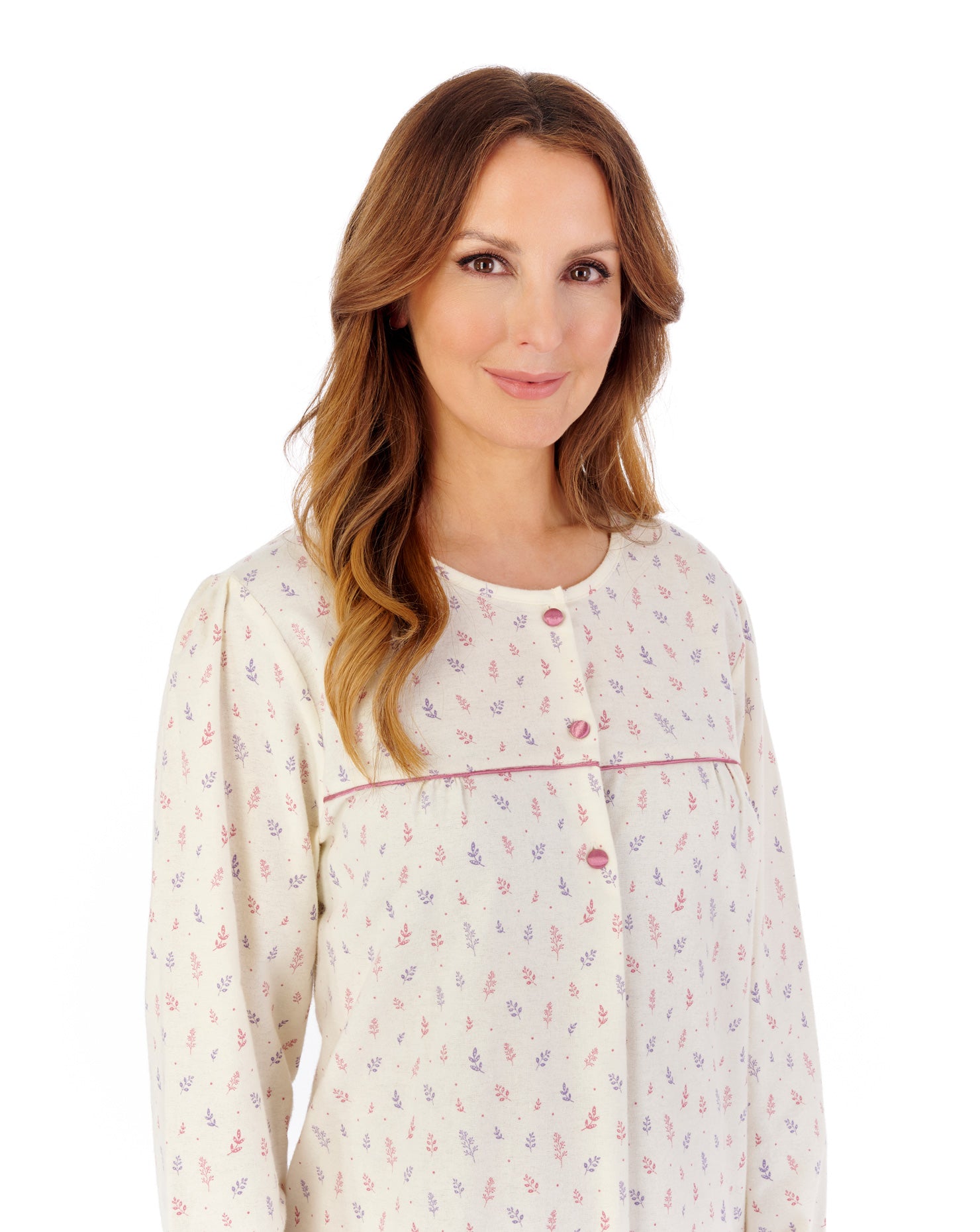 Leaf Printed Luxury Flannel 43" Woven Nightdress NDW2210