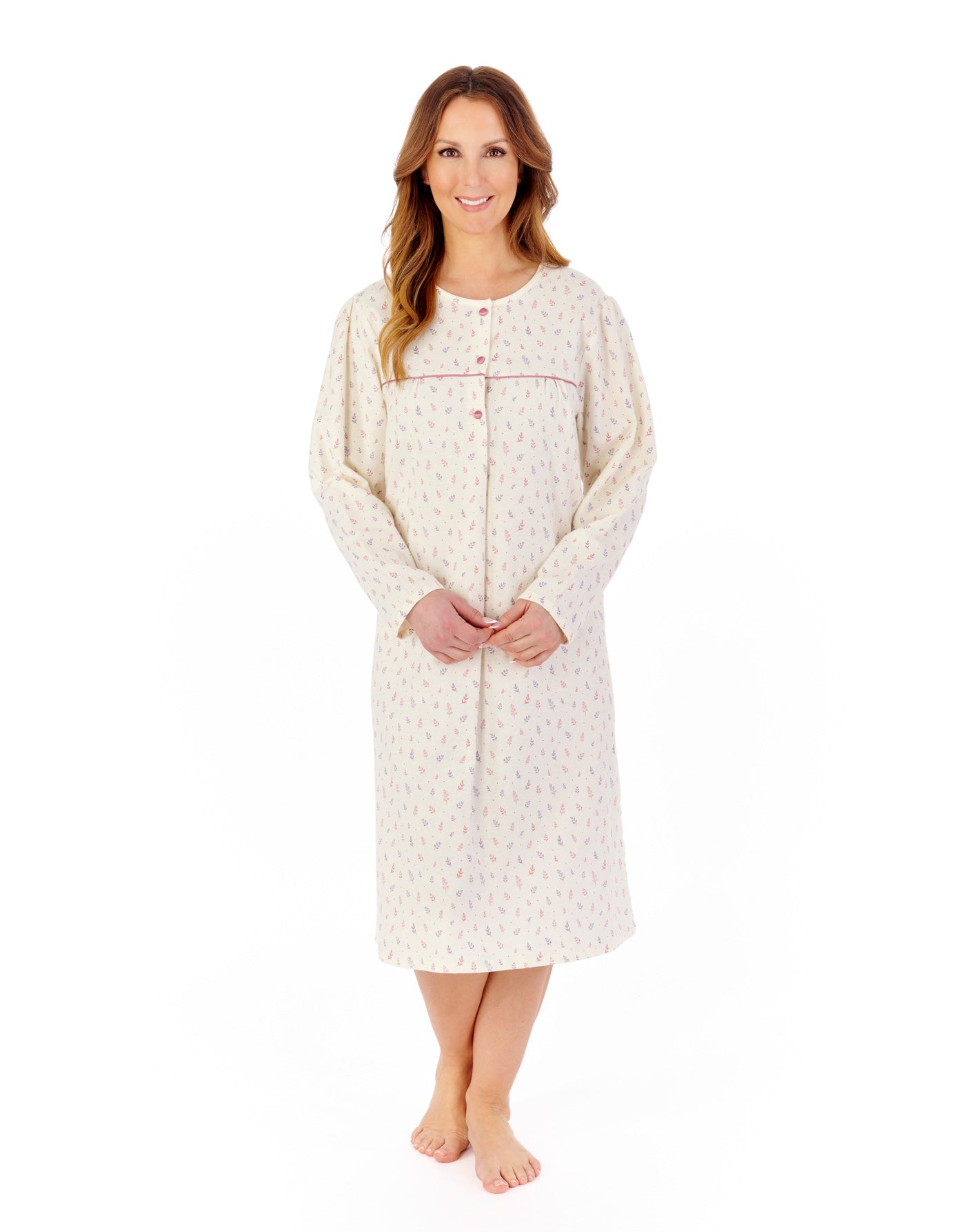 Leaf Printed Luxury Flannel 43" Woven Nightdress NDW2210