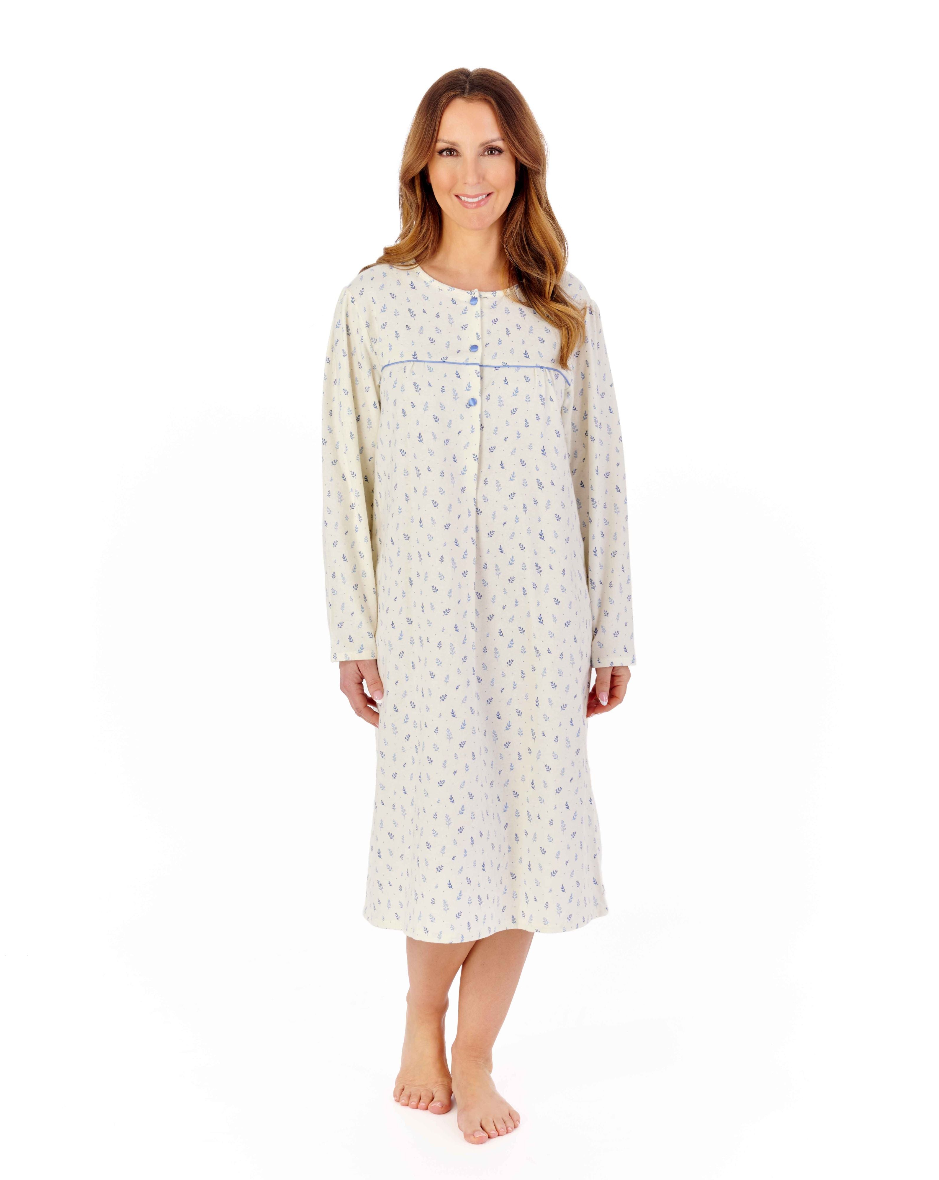 Leaf Printed Luxury Flannel 43" Woven Nightdress NDW2210