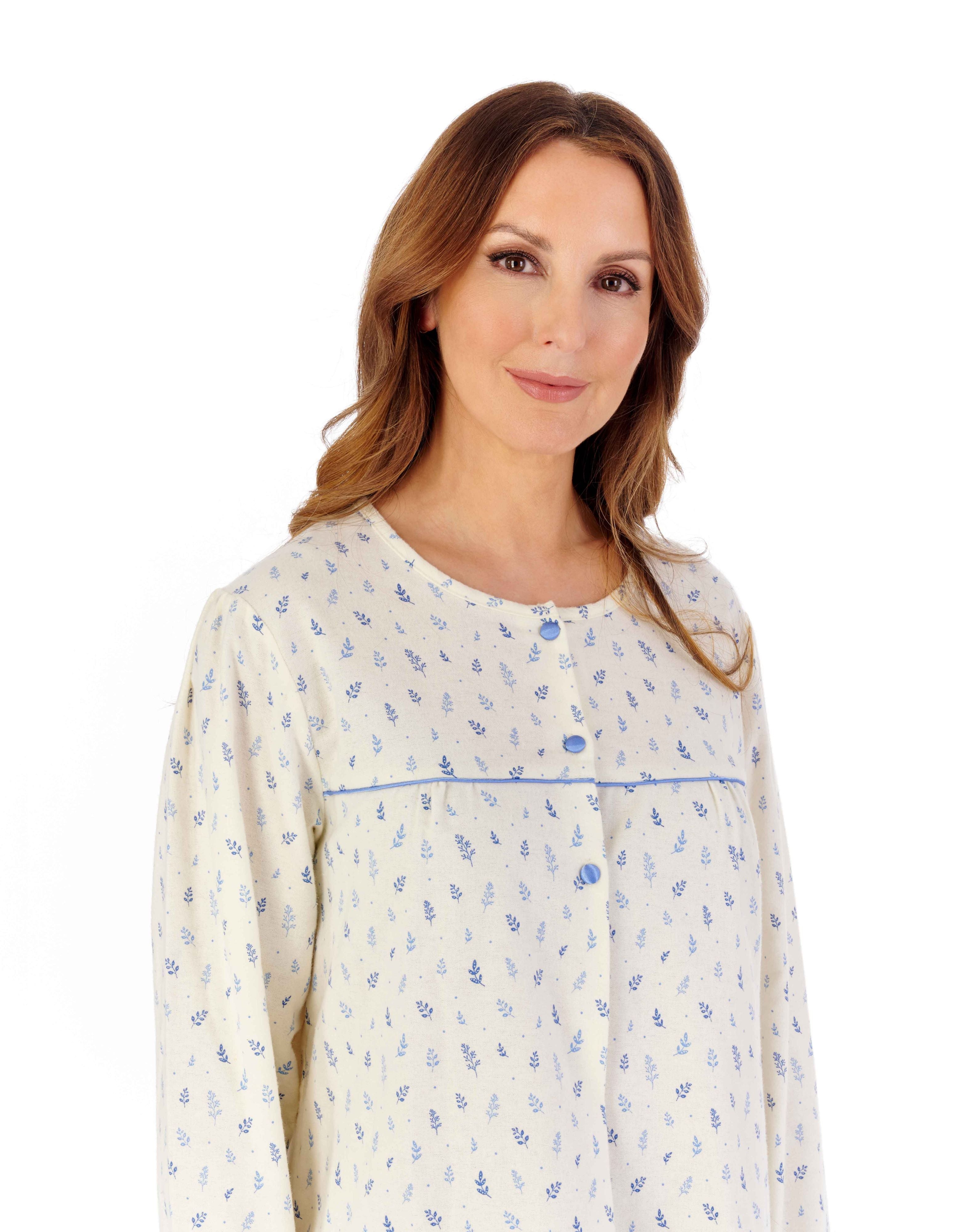 Leaf Printed Luxury Flannel 43" Woven Nightdress NDW2210