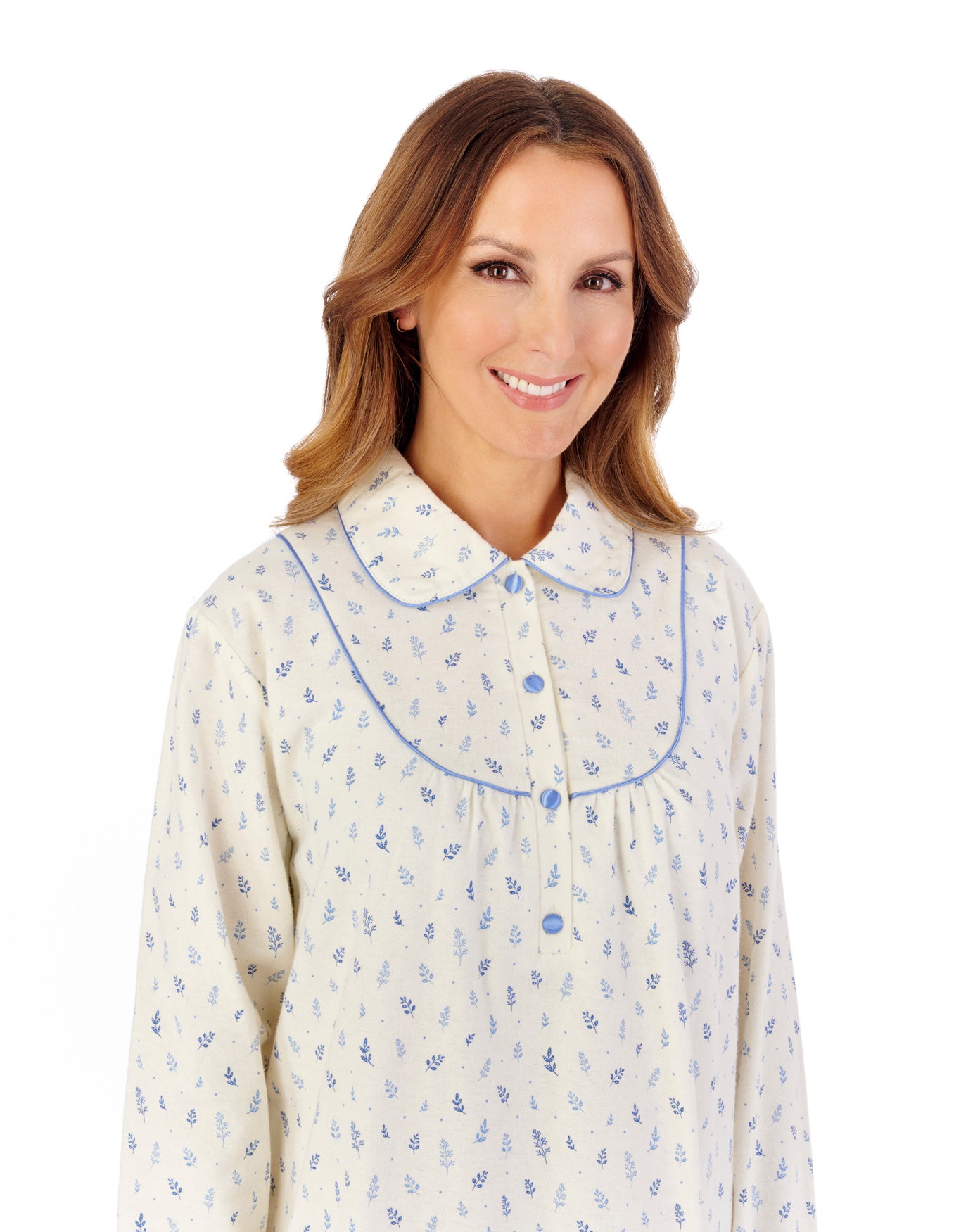 Leaf Printed Luxury Flannel 45" Woven Nightdress NDW2211