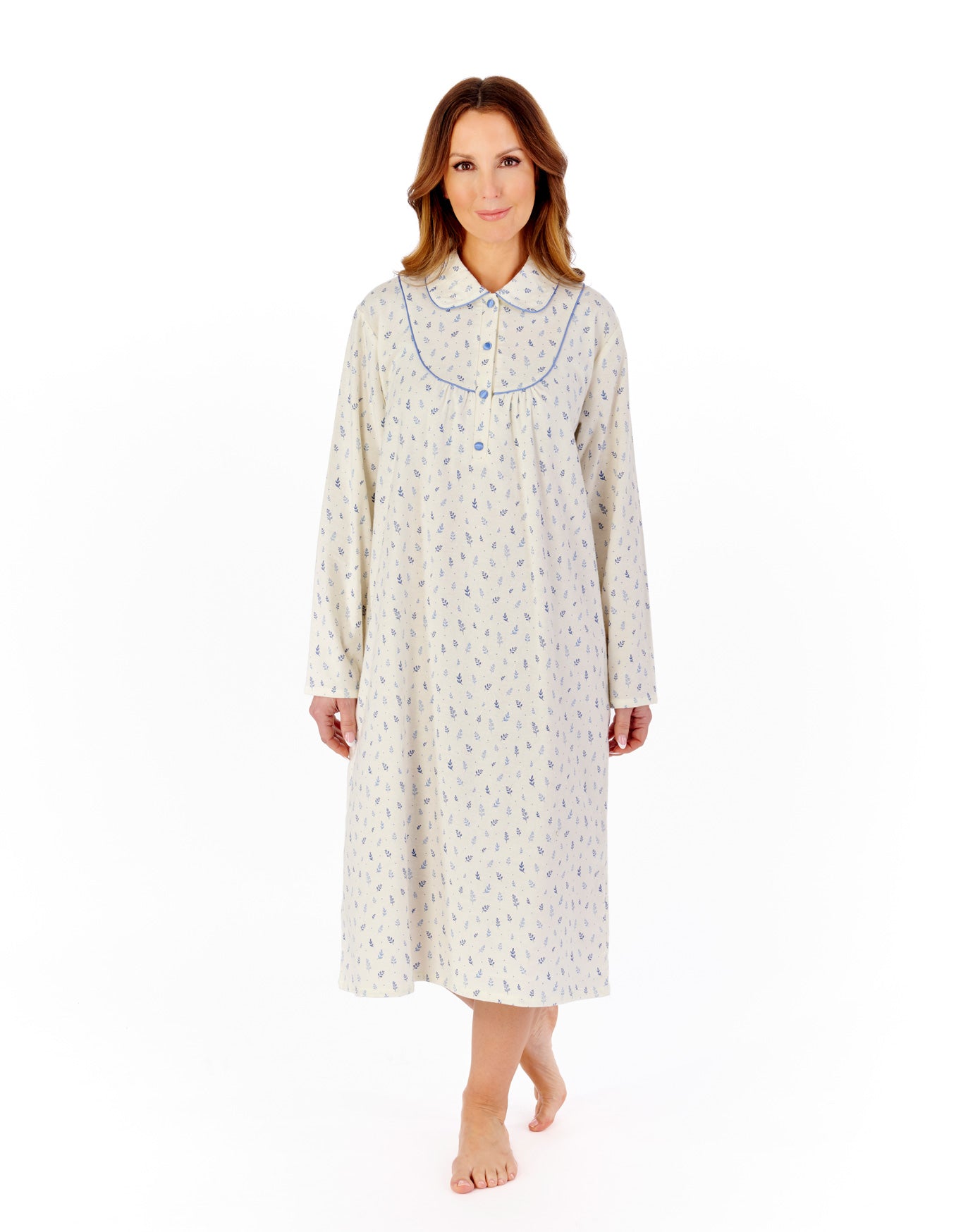 Leaf Printed Luxury Flannel 45" Woven Nightdress NDW2211
