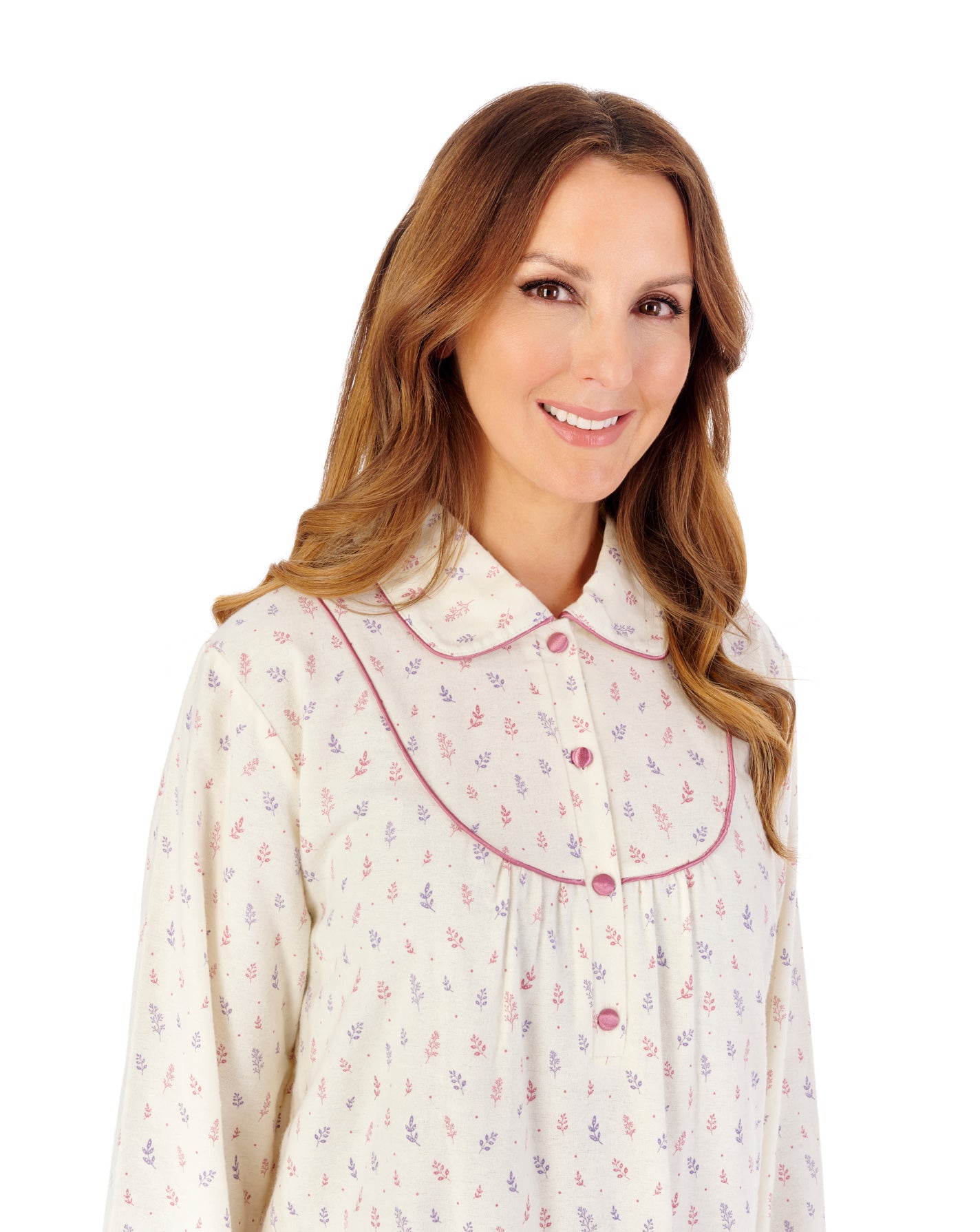 Leaf Printed Luxury Flannel 45" Woven Nightdress NDW2211