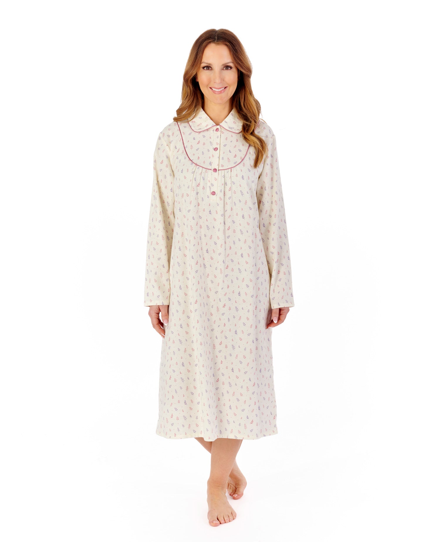 Leaf Printed Luxury Flannel 45" Woven Nightdress NDW2211