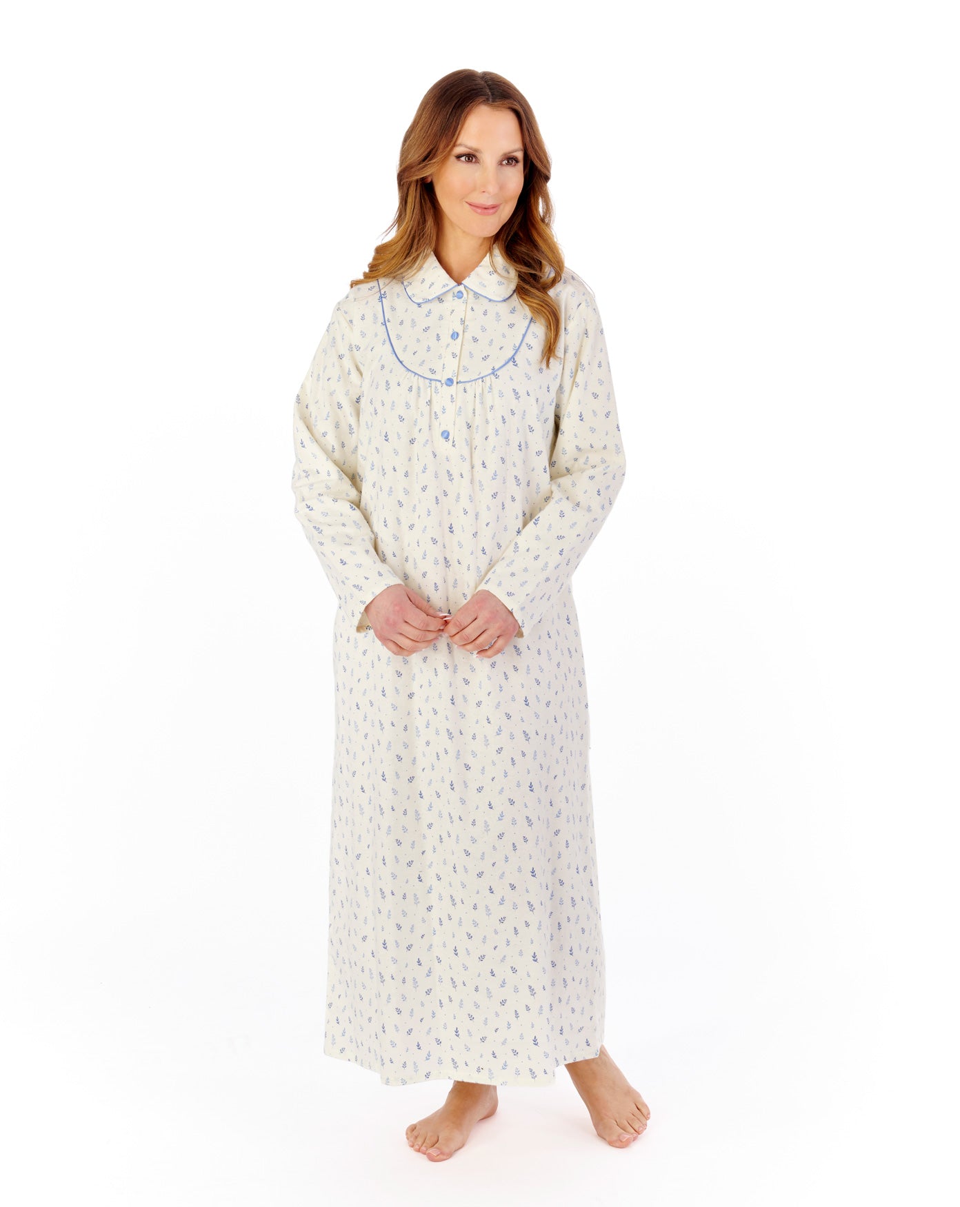 Leaf Printed Luxury Flannel 51" Woven Nightdress NDW2212