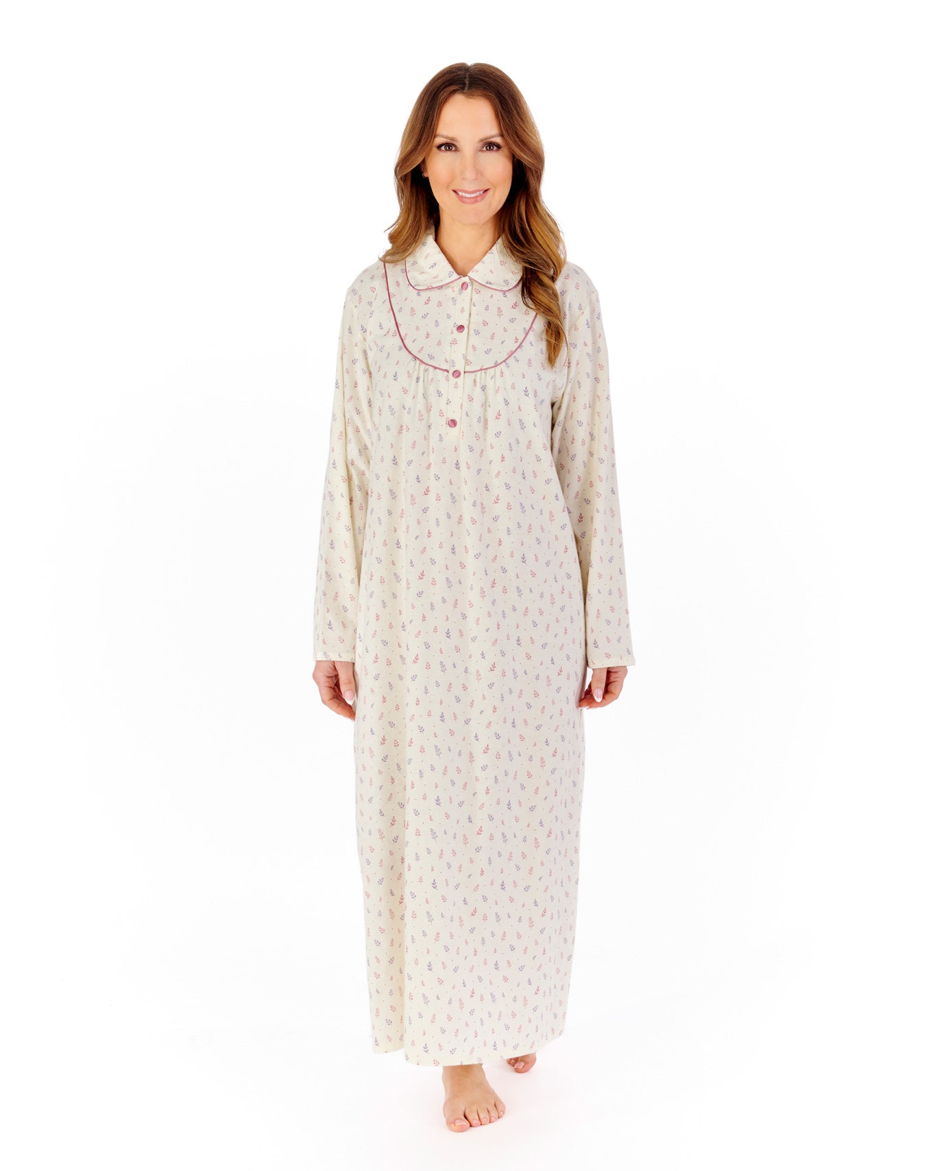 Leaf Printed Luxury Flannel 51" Woven Nightdress NDW2212