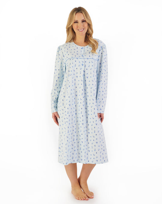 Floral Printed Luxury Flannel 43" Woven Nightdress ND06210