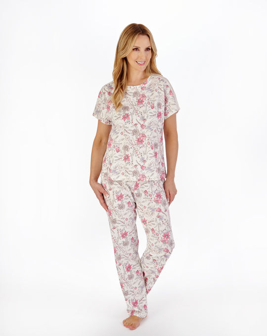Sketch Floral Print Jersey Pyjama PJ05118