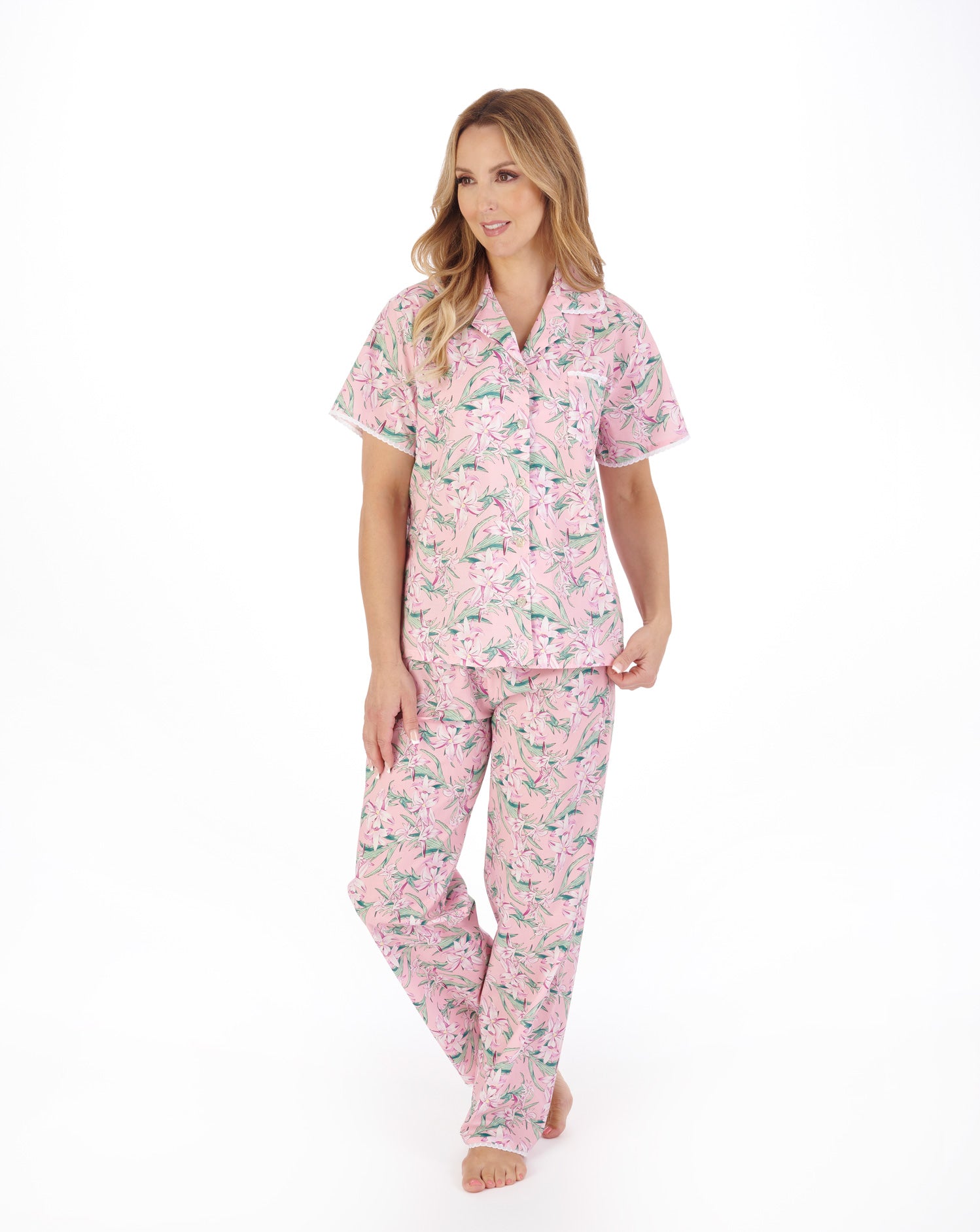 Tropical Flower Print Tailored Woven Pyjama PJ05223
