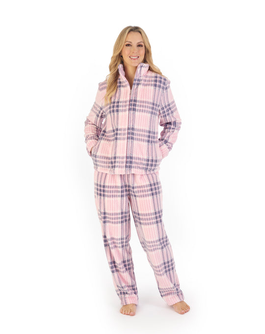 Check Print Waffle Zip Through Pyjama PJ06330