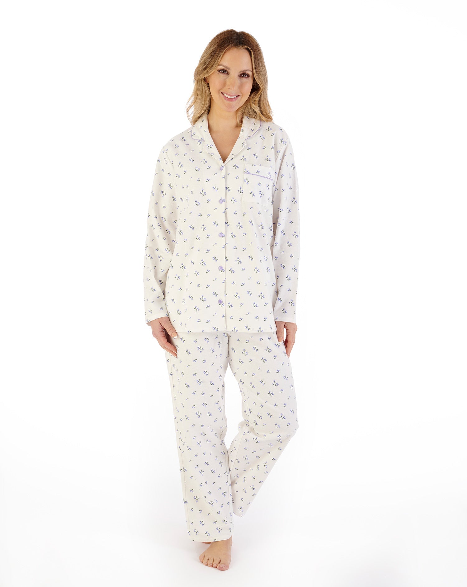 Floral Printed Luxury Flannel Tailored Woven Pyjama PJ08213