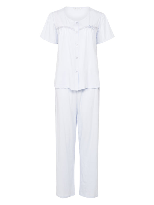 Pastel Button Through Jersey Pyjama PJ7132