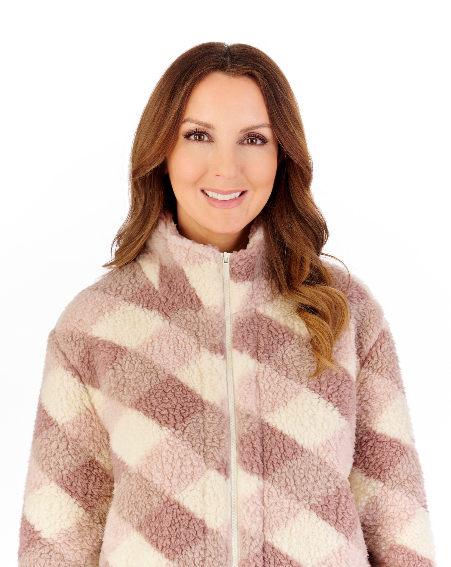 Printed Check Fleece Zip Through Pyjama PJW2310