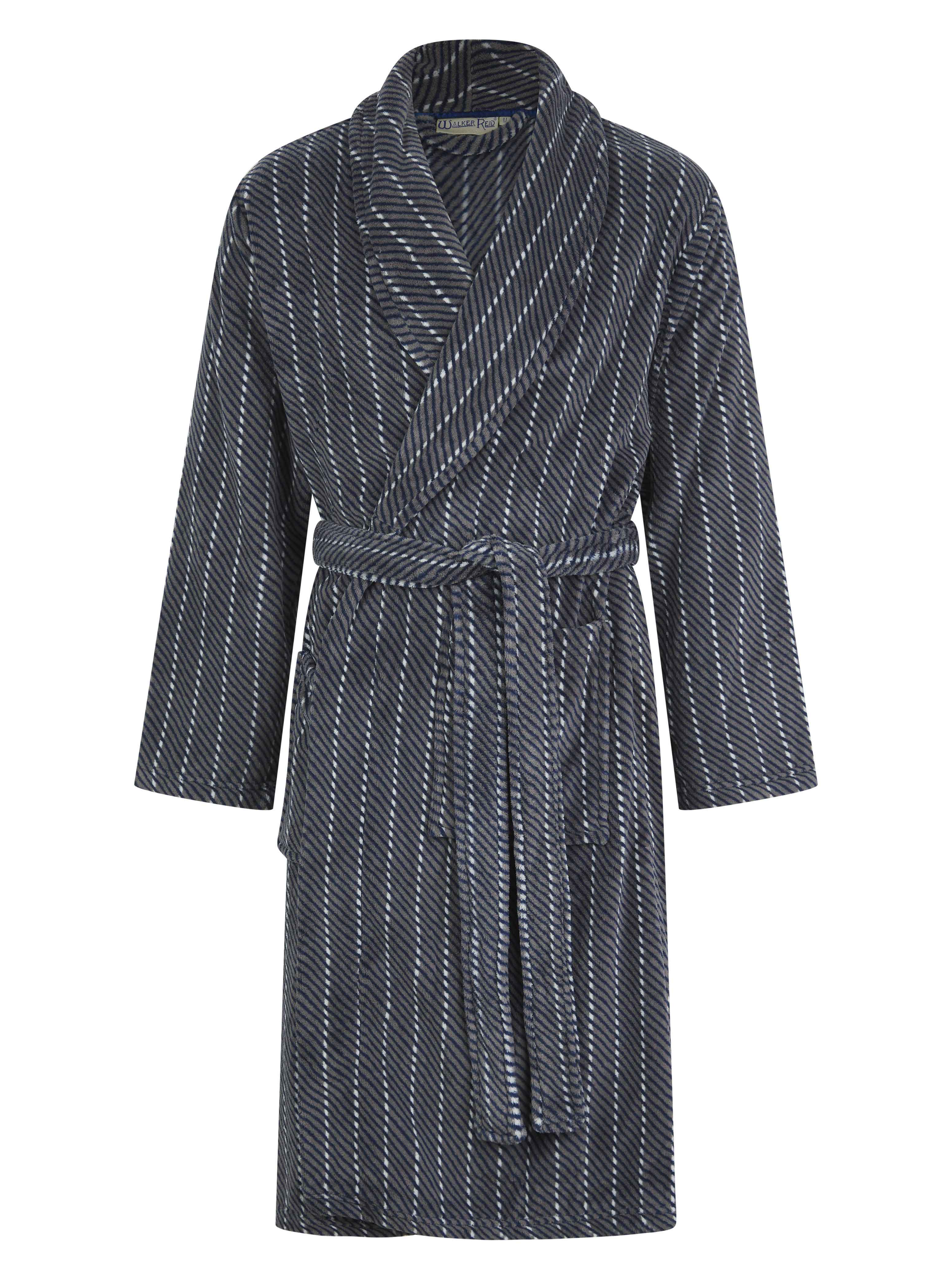 Stripe Flannel Fleece 49" Shawl Collar Wrap WR1831