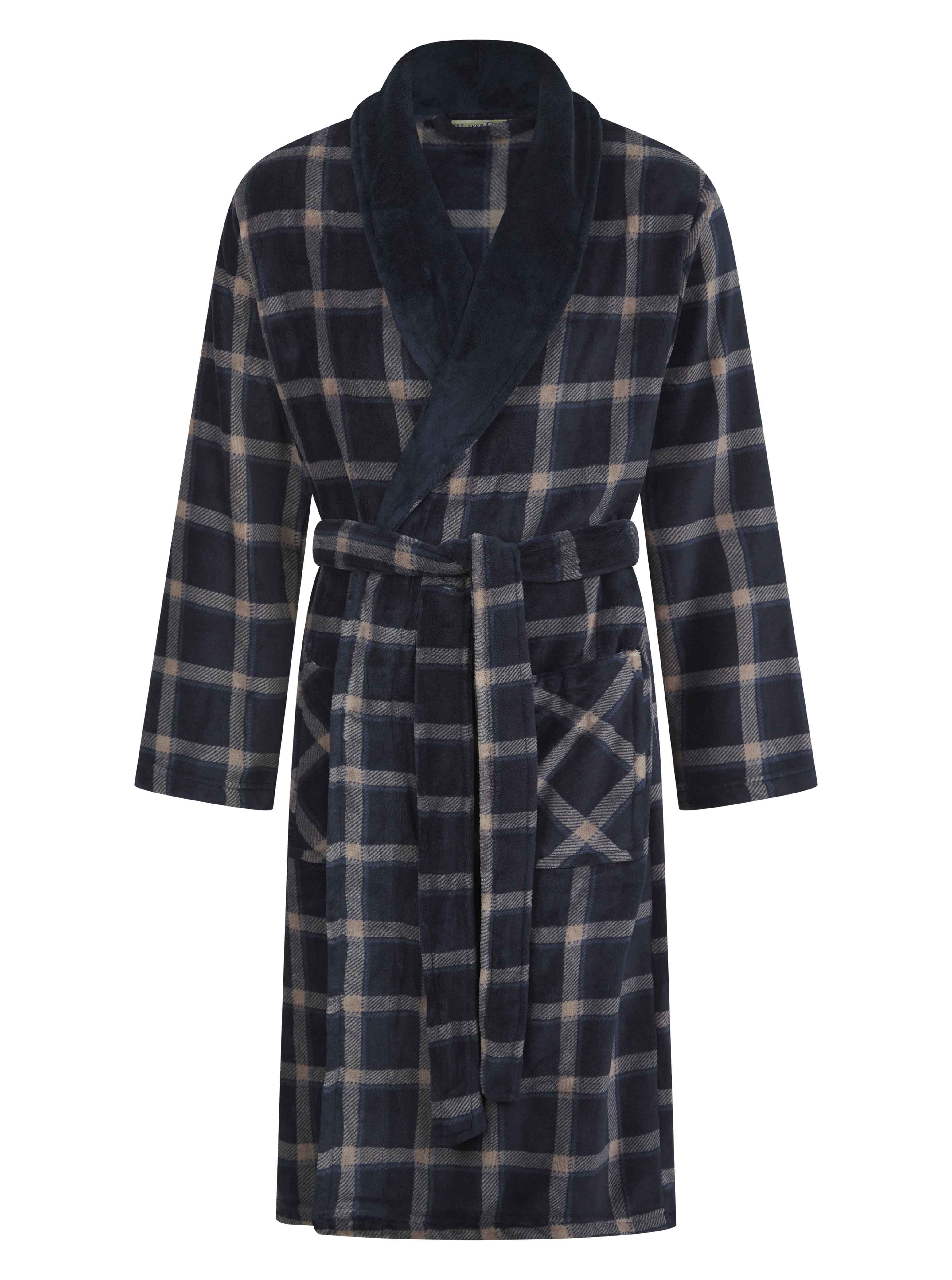 Stripe Flannel Fleece 49" Shawl Collar Wrap WR1836
