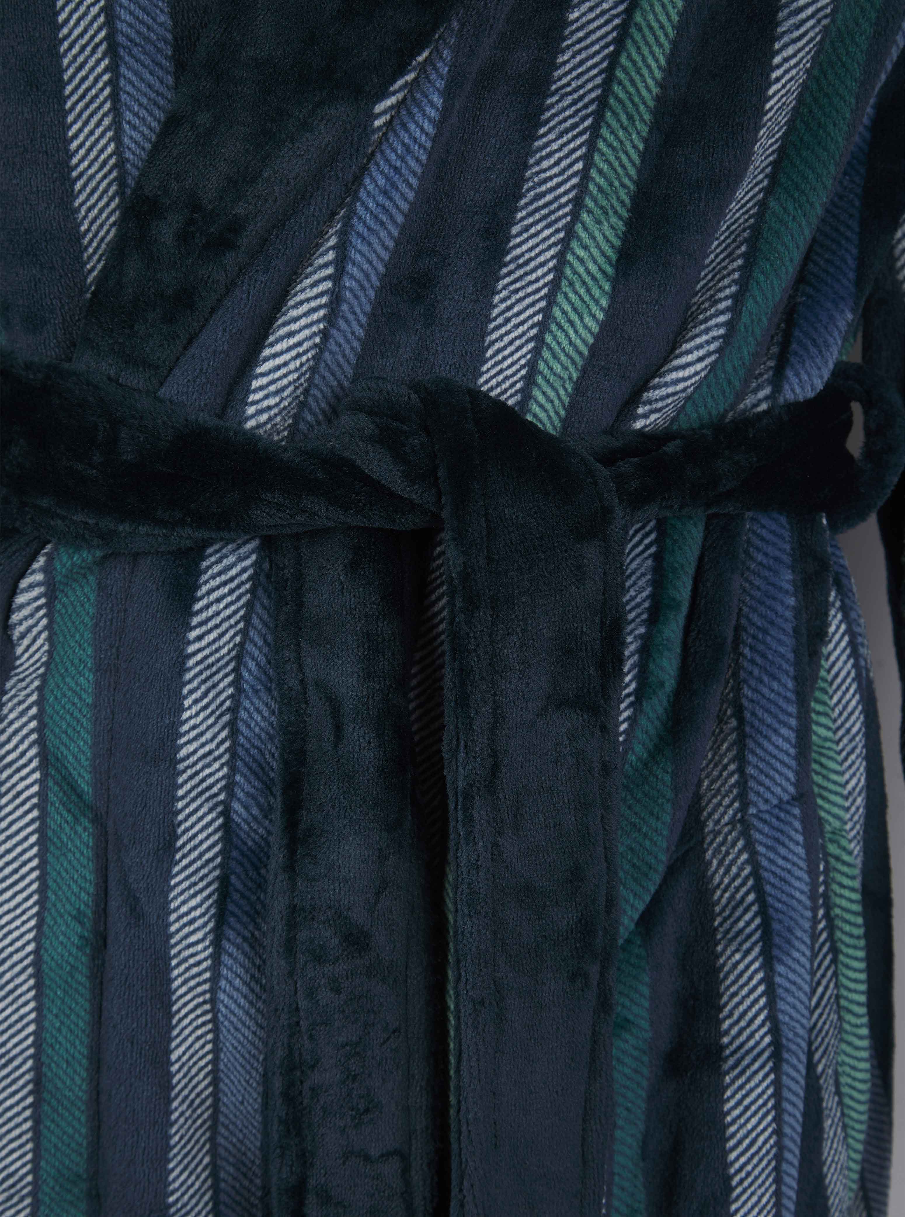 Herringbone Stripe Flannel Fleece 49" Shawl Collar Wrap WR1840