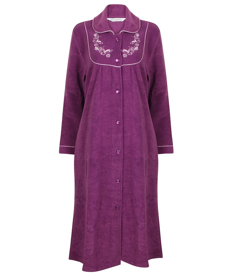 Sage Button Through Fleece Dressing Gown | Magnolia Lounge Australia