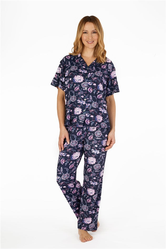 Supersoft Botanical Floral Print Short Sleeve Tailored Pyjama GL4703