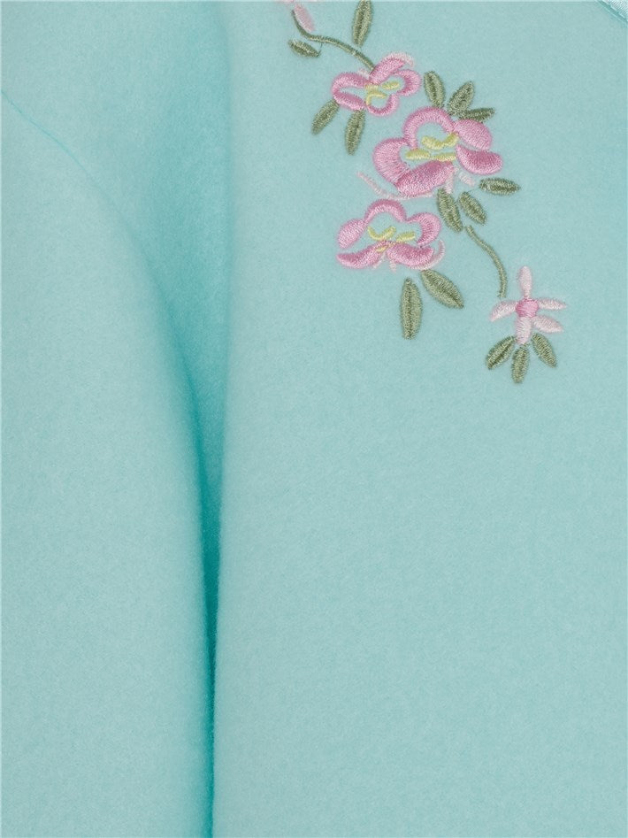 Slenderella Embroidered Polar Fleece Ribbon Tie Bed Jacket BJ44600