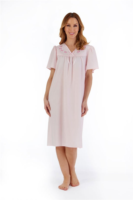 Embroidered Yoke 42" Open Back Woven Nightdress ND55204