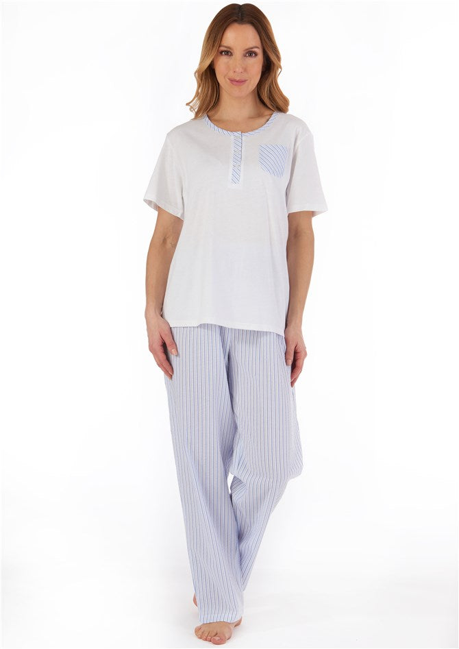 Pinstripe Seersucker Short Sleeve Pyjama PJ55224