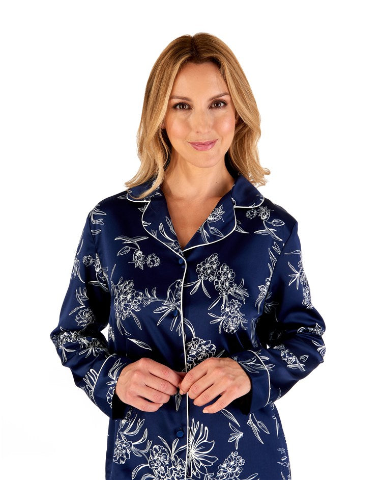 Floral Matte Satin Long Sleeve Tailored Pyjama GL66723