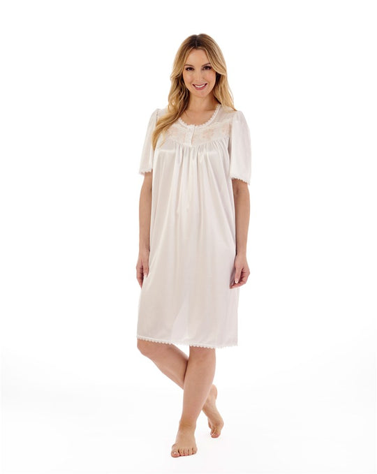Knitted Satin Embroidered Trim 40" Nightdress ND55400