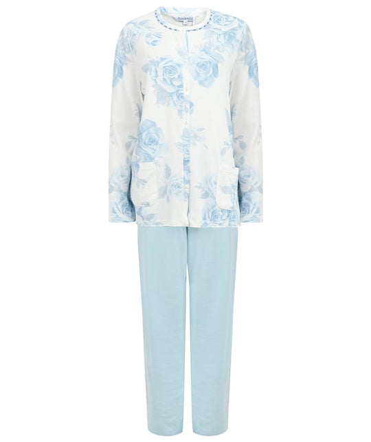 Large Floral Print Button Through Jersey Pyjama PJ4136