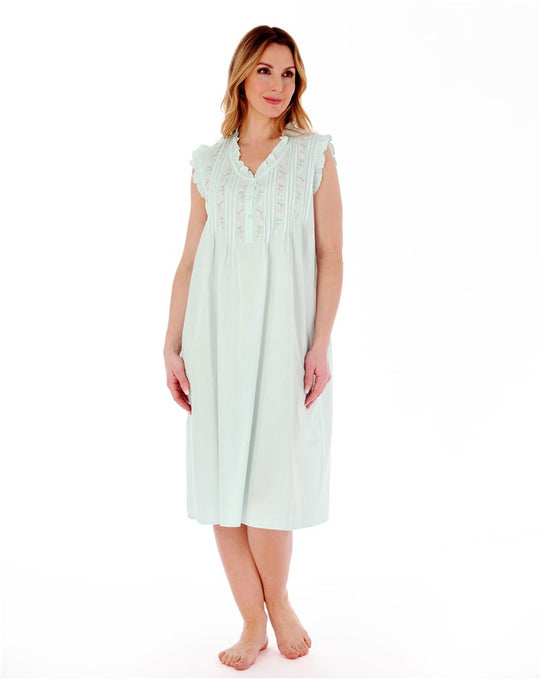 Embroidered Pintuck and Ruffle 42" Woven Nightdress ND55250