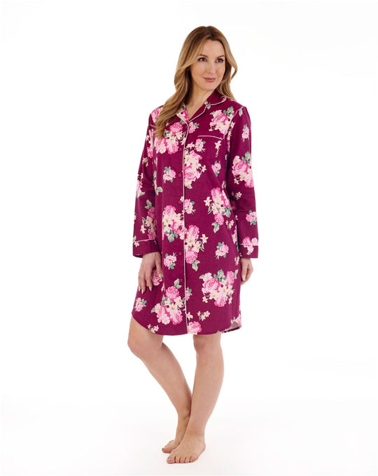 Bold Floral Flannel & Interlock 38" Woven Nightshirt NS88205