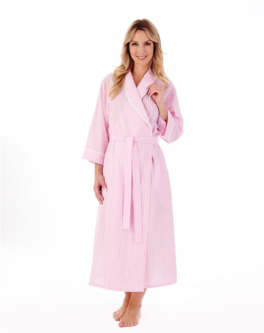 Classic Stripe Seersucker 48" Woven Wrap Housecoat HC01228