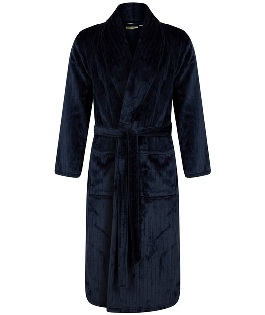 Solid Colour Stripe 49" Flannel Fleece Robe WR88851