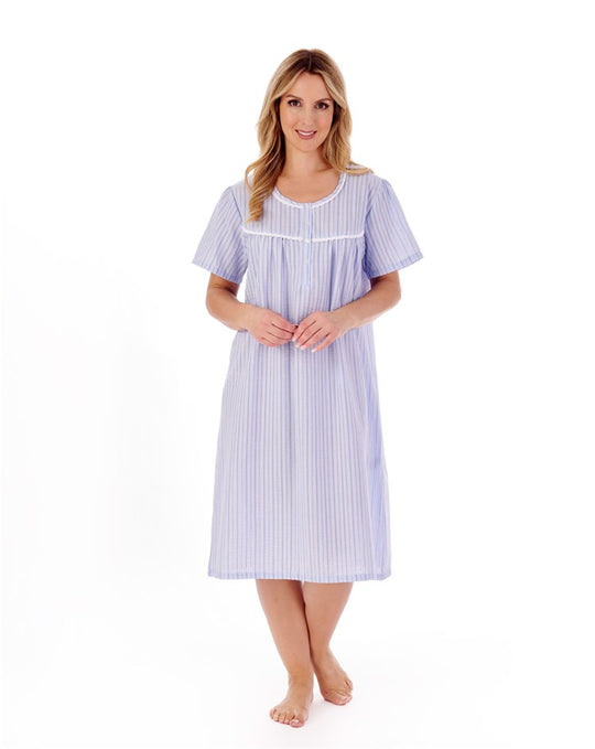 Classic Stripe Seersucker 42" Woven Nightdress ND01221