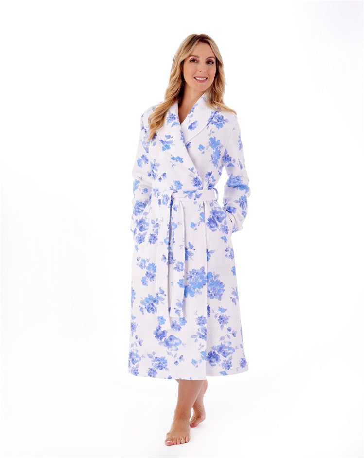 46" Cotton Rich Floral Mock Quilt Wrap Housecoat HC01318