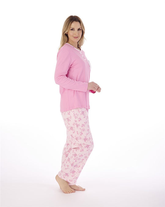 Luxury Brushed Cotton Interlock Floral Woven Pyjama PJ02215