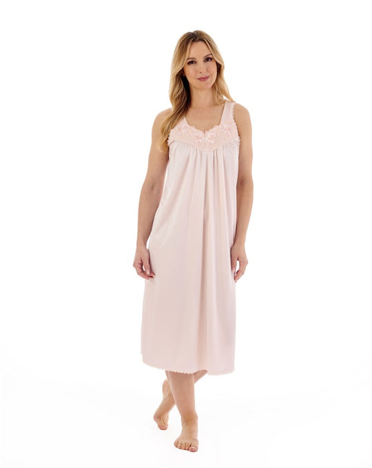 Knitted Satin Embroidered Trim 44" Nightdress ND55402