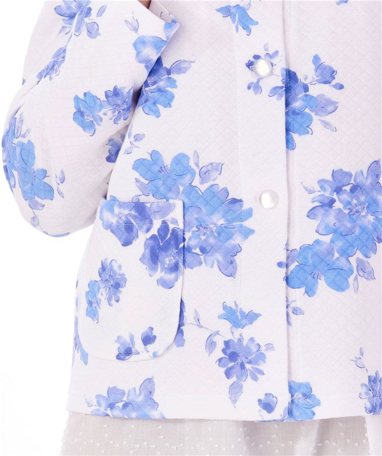Cotton Rich Floral Print Mock Quilt Bed Jacket BJ01315