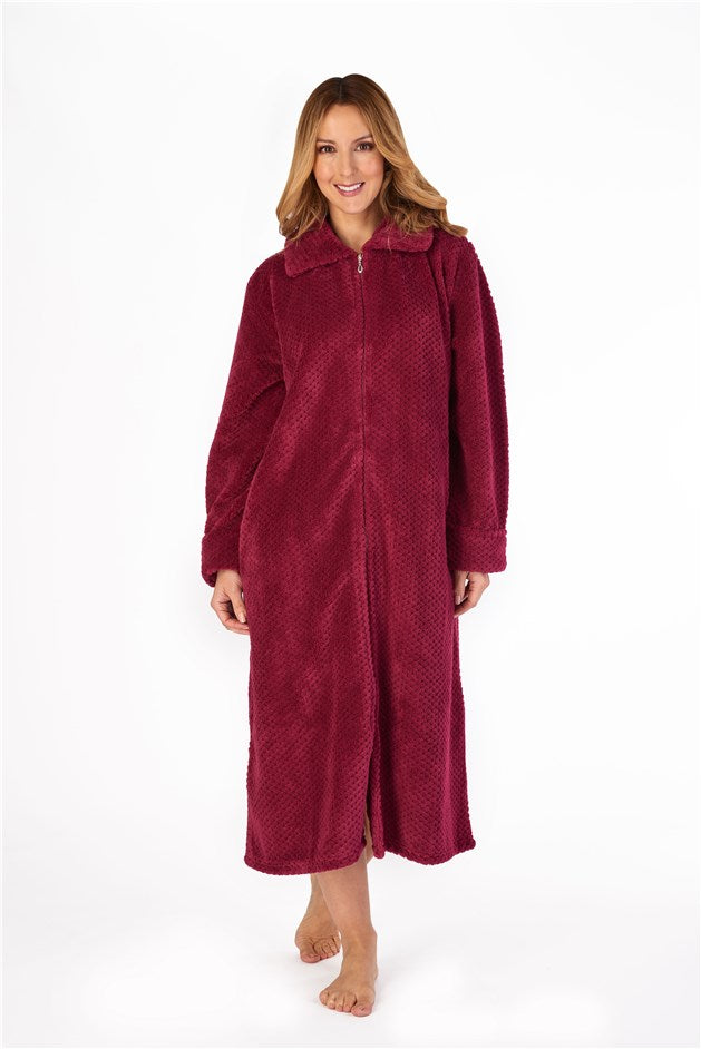 Women's Zip Front Bathrobe Soft Warm Long Fleece Plush Robe Plus Size  Fluffy Housecoat Sleepwear Dressing Gown Purple : Amazon.in: Home & Kitchen