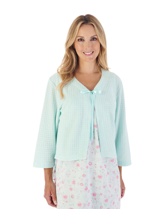 Houndstooth Knit Ribbon Tie Bed Jacket BJ3303