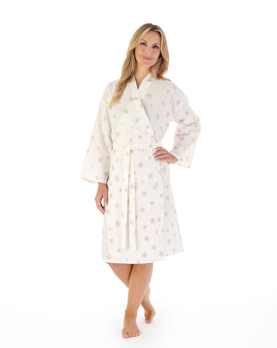 Star Print Jacquard Dobby Dot 43" Woven Kimono Wrap HC03249