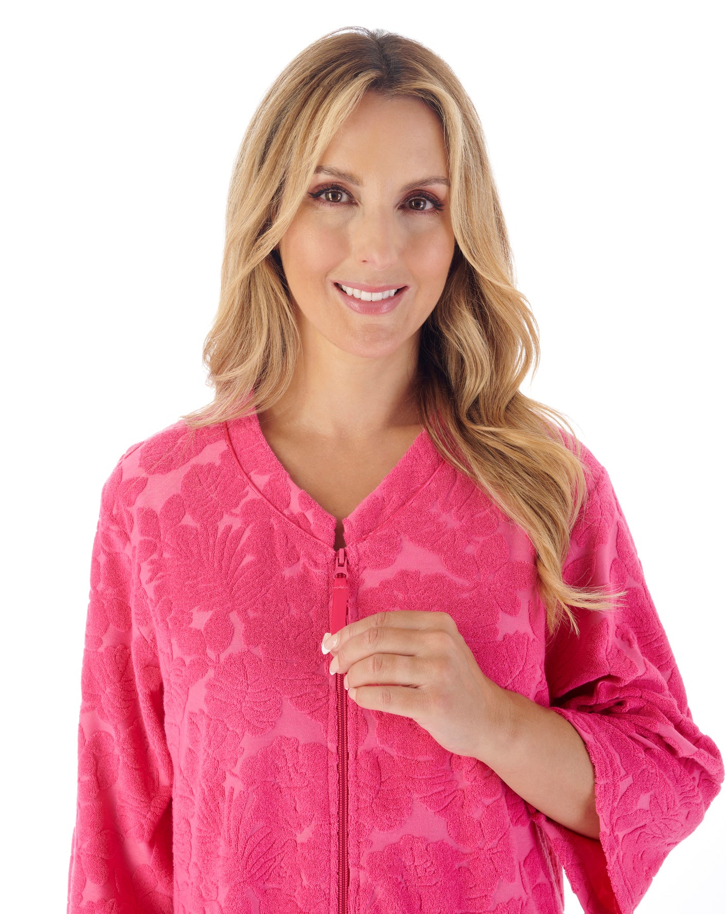 Floral Towelling 42" Zip Front Robe HC03311 Slenderella Floral Towelling 42" Zip Front Robe HC03311 Slenderella