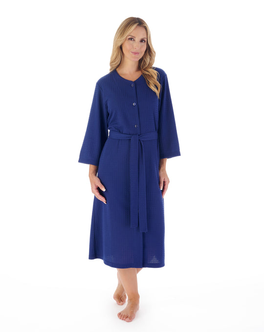 Houndstooth Knit 45" Button Housecoat HC3302