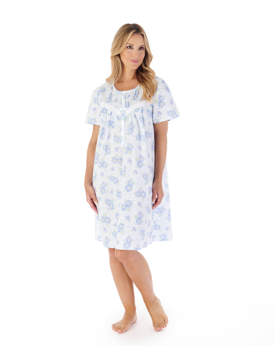 Shadow Leaf Floral Print 38" Woven Nightdress ND03206