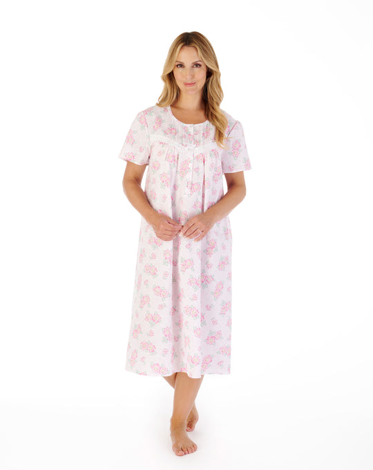 Shadow Leaf Floral Print 44" Woven Nightdress ND03207