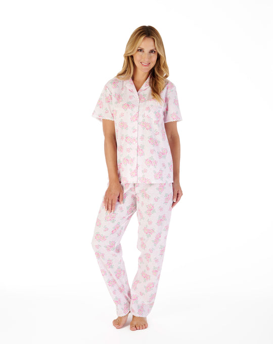 Shadow Leaf Floral Print Tailored Woven Pyjama Set PJ03209