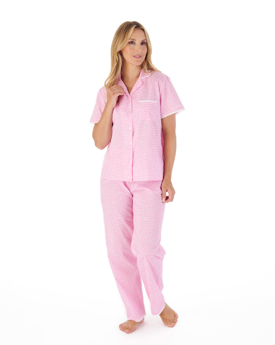 Floral Gingham Print Tailored Woven Pyjama PJ03213