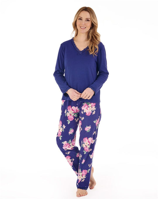 Bold Floral Flannel & Interlock Woven Pyjama PJ88207